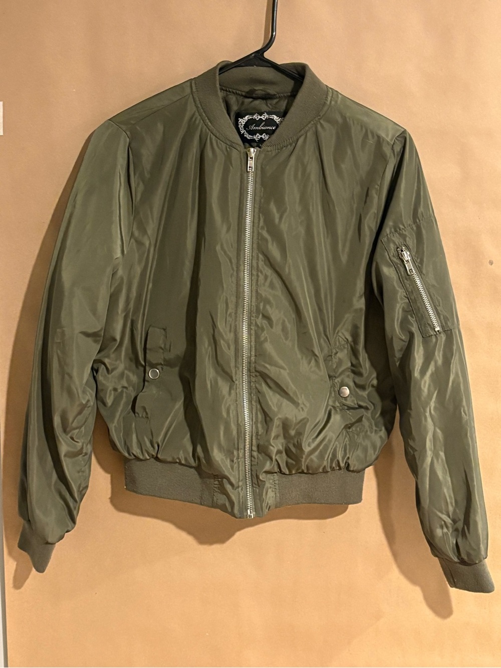 Ambiance Olive Green Bomber Jacket